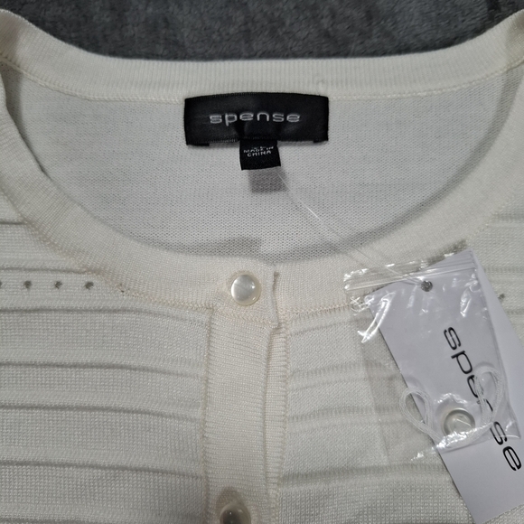 Spense light sweater women size XL color Ivory buttons front 3/4 sleeves New - Picture 2 of 9